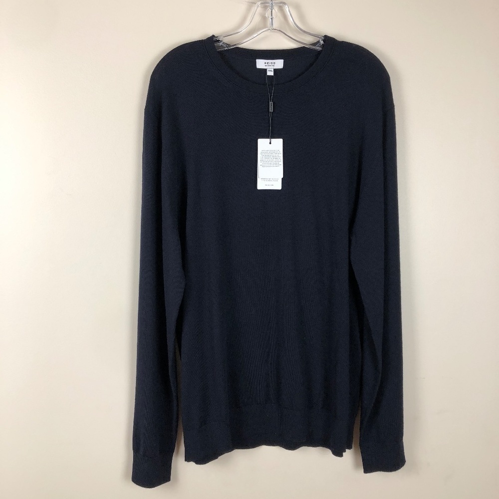 NWT Reiss Navy Blue Merino Wool Wessex Crewneck Sweater - Picture 7 of 9